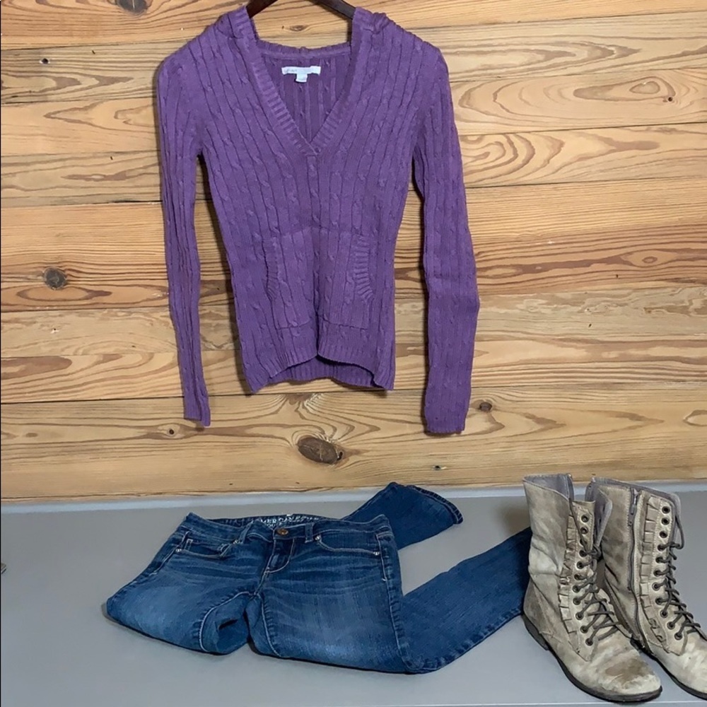 Old Navy Purple Cable Knit Hoodie XS - Picture 4 of 4